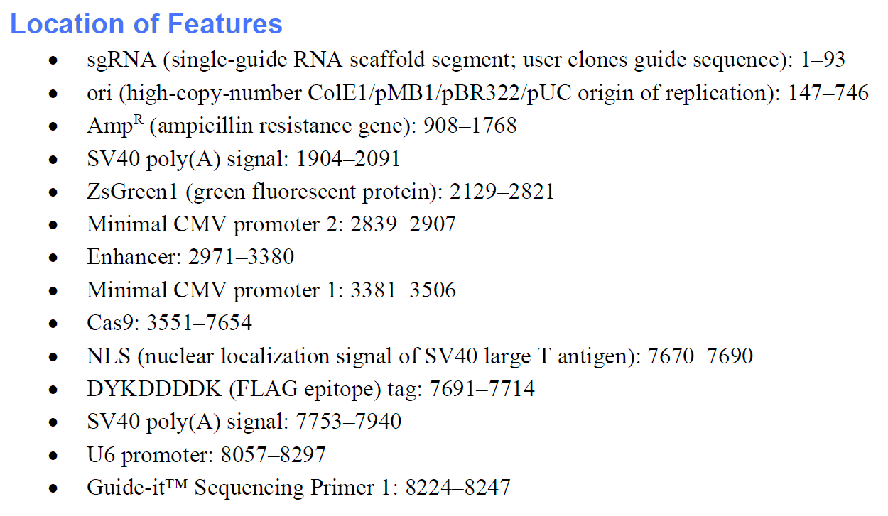 pGuide-it-ZsGreen1 载体特征